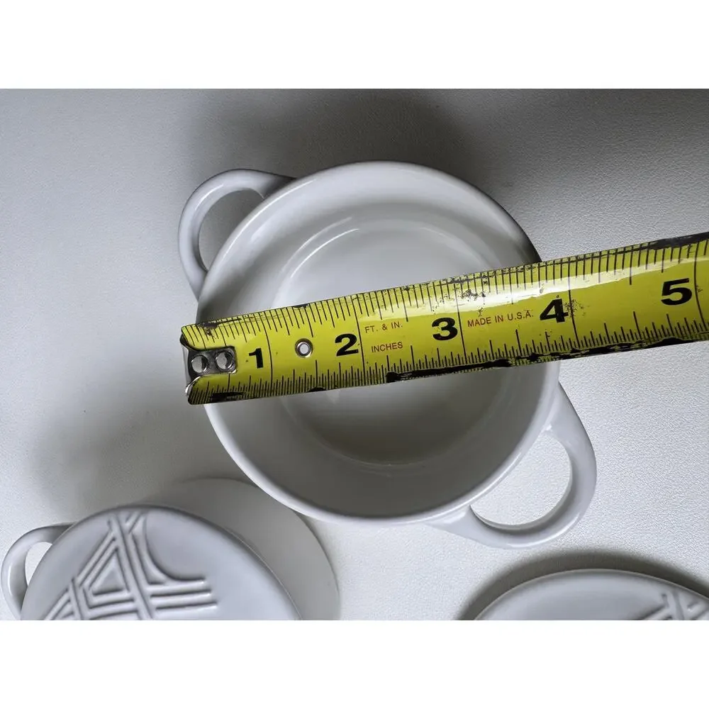 Le Creuset Eiffel Tower 10cm Mini Cocotte Casseroles Set Of 2 White Stoneware